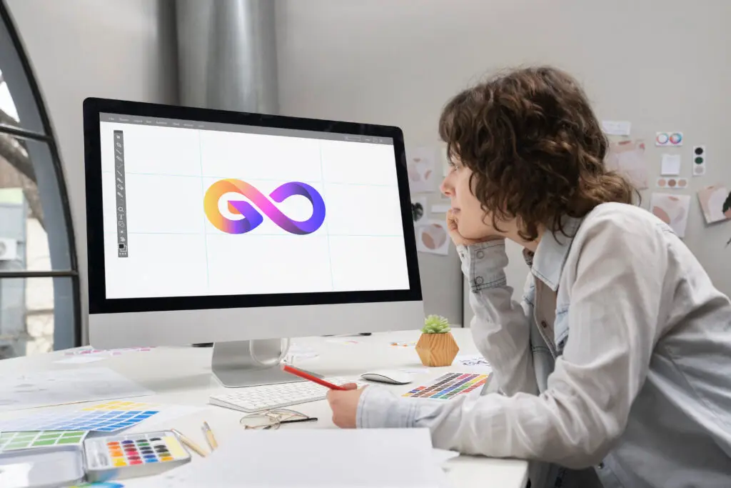 Woman working on a computer